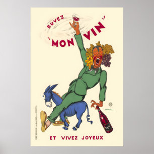 Drink My Wine and Live Joyfully Vintage Poster