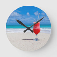 Drink On Beach wall clock