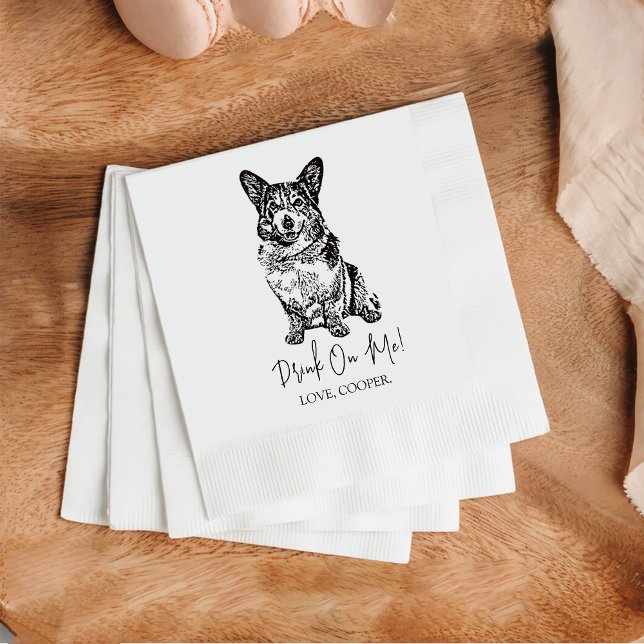 Drink On Me Dog Custom Cocktail Napkin (Creator Uploaded)