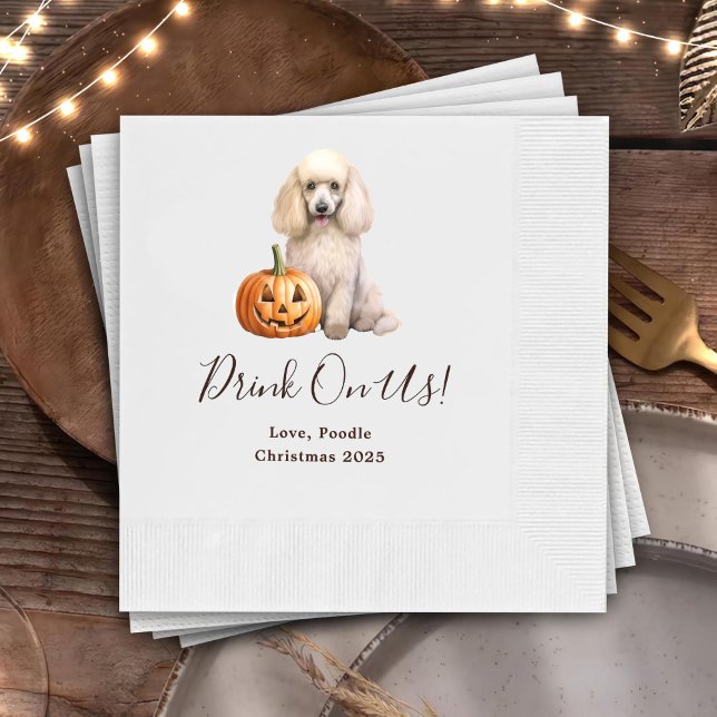 Drink On Us pets Custom Drawn Wedding Paper Napkin (Creator Uploaded)