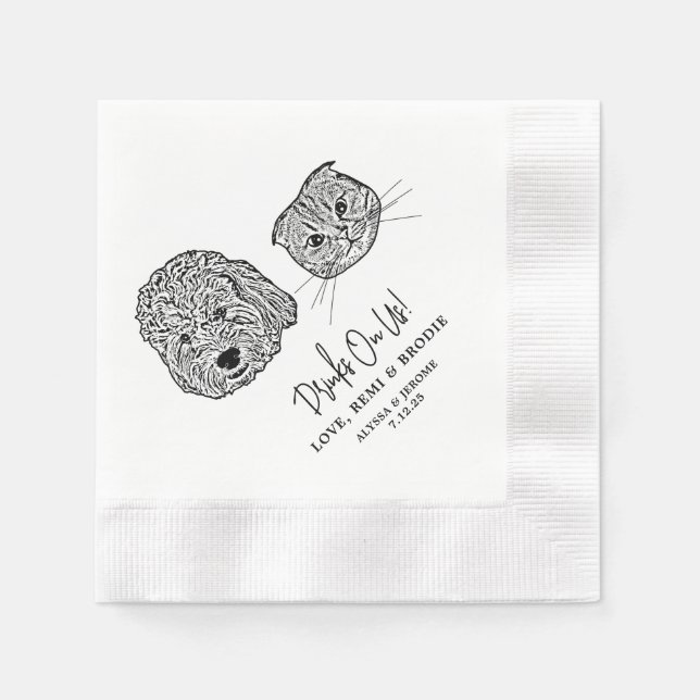 Drink On Us Pets Custom Hand Drawing Wedding Napki Napkin (Front)