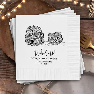 Drink On Us Pets Custom Hand Drawing Wedding Napki Napkin