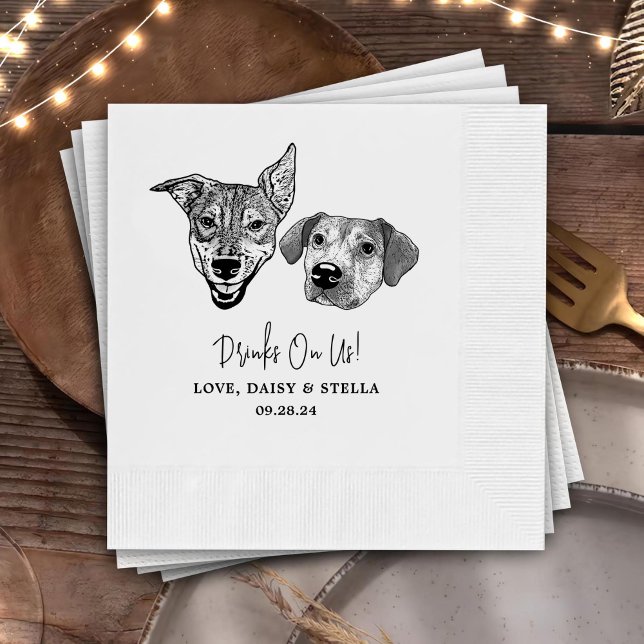 Drink On Us Pets Custom Hand Drawing Wedding Napki Napkin (Creator Uploaded)