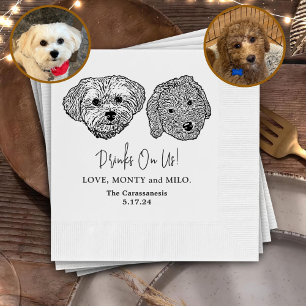 Drink On Us Pets Custom Hand Drawing Wedding Napki Napkin