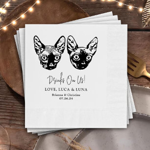 Drink On Us Pets Custom Hand Drawing Wedding Napki Napkin