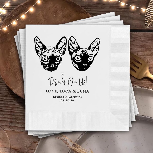 Drink On Us Pets Custom Hand Drawing Wedding Napki Napkin (Creator Uploaded)