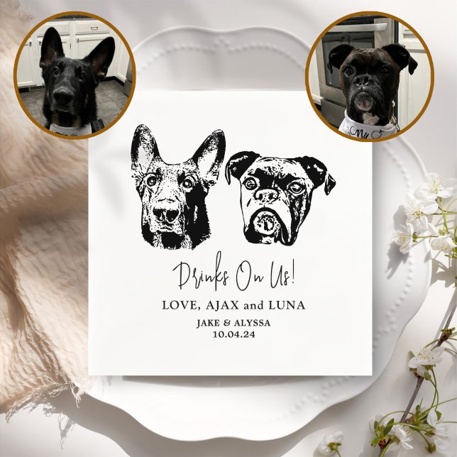 Drink On Us Pets Custom Hand Drawing Wedding Napki Napkin (Creator Uploaded)