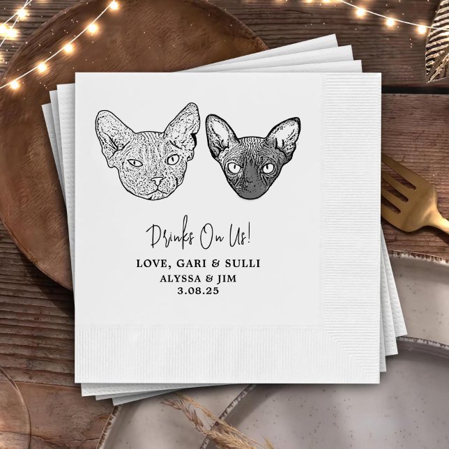 Drink On Us Pets Custom Hand Drawing Wedding Napki Napkin (Creator Uploaded)