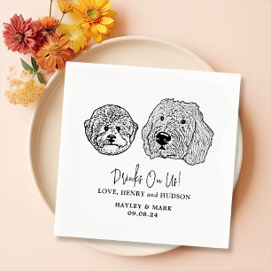 Drink On Us Pets Custom Hand Drawing Wedding Napki Napkin