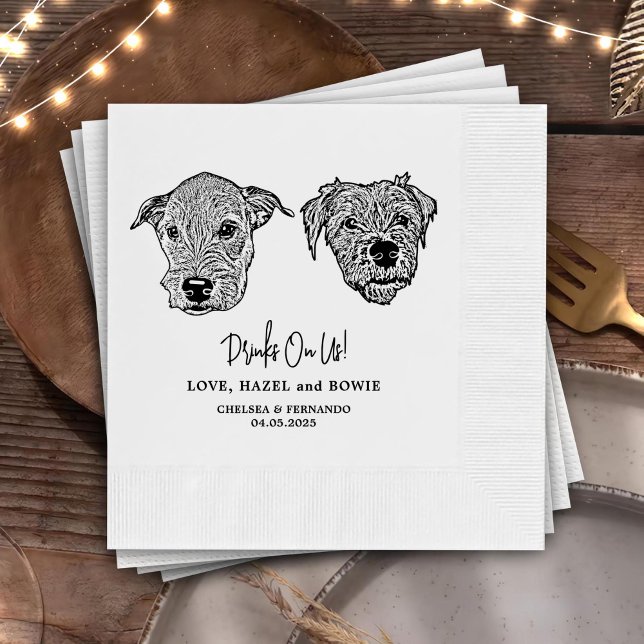 Drink On Us Pets Custom Hand Drawing Wedding Napki Napkin (Creator Uploaded)