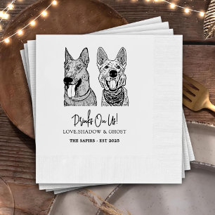 Drink On Us Pets Custom Hand Drawing Wedding Napki Napkin