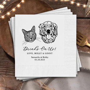 Drink On Us Pets Custom Hand Drawing Wedding Napki Napkin
