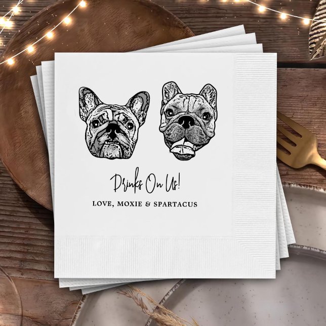 Drink On Us Pets Custom Hand Drawing Wedding Napkin (Creator Uploaded)