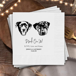 Drink On Us Pets Custom Hand Drawing Wedding Napkin