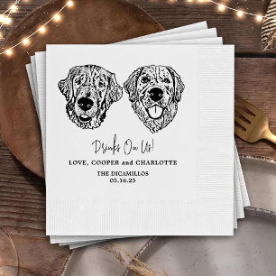 Drink On Us Pets Custom Hand Drawing Wedding Napkin