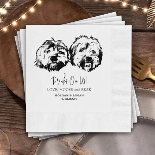Drink On Us Pets Custom Hand Drawing Wedding Napkin