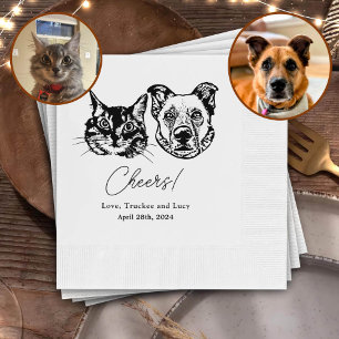 Drink On Us Pets Custom Hand Drawing Wedding Napkin