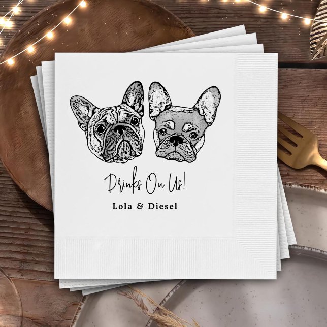 Drink On Us Pets Custom Hand Drawing Wedding Napkin (Creator Uploaded)