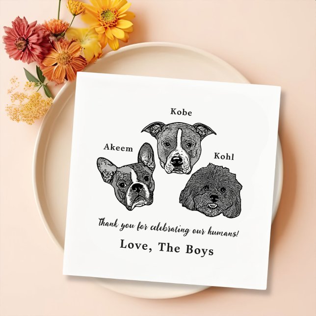 Drink On Us Pets Custom Hand Drawing Wedding Napkin (Creator Uploaded)