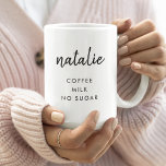 Drink Preference | Modern Name Minimalist Stylish<br><div class="desc">Simple,  stylish custom drink preference mug which can easily be personalised with your name and drink preference ( tea / coffee / milk / sugar / biscuits ). The perfect coffee mug to let your colleagues or loved one's never forget your drink order!</div>