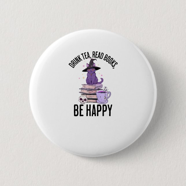 Drink Read Books Whimsigoth Halloween Design 6 Cm Round Badge (Front)