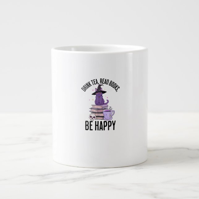 Drink Read Books Whimsigoth Halloween Design Large Coffee Mug (Front)