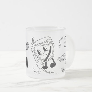Drink & Sketch (black and white) Frosted Glass Coffee Mug