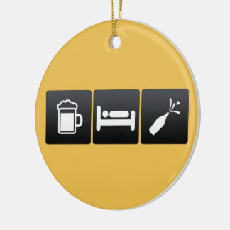 Drink, Sleep and champagne Ceramic Tree Decoration
