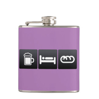 Drink, Sleep and Garlic Bread Hip Flask