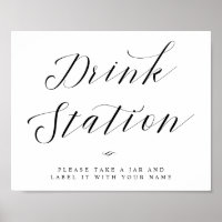 Drink Station Chic Calligraphy Script Wedding Sign