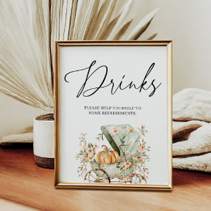 Drink Station Fall Little Pumpkin Baby Shower Poster