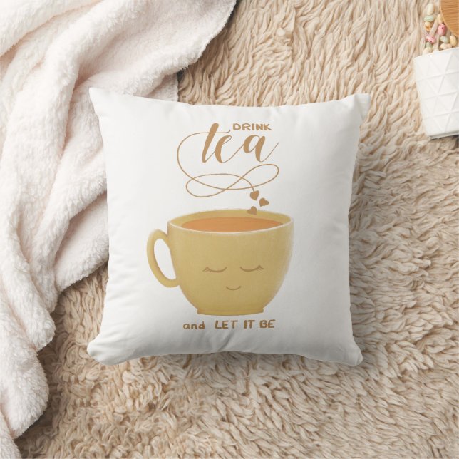 Drink Tea & Let It Be-Throw Pillow (Blanket)