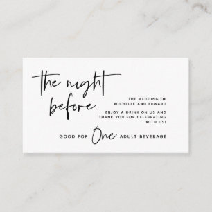 Drink Ticket, Adult Beverage, Black and White Enclosure Card