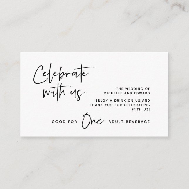 Drink Ticket, Adult Beverage, Celebrate with us Enclosure Card (Front)