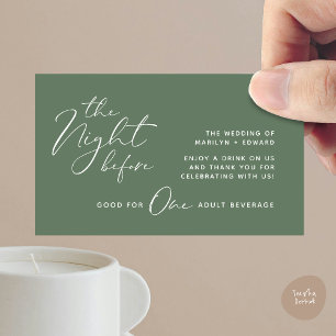 Drink Ticket, Adult Beverage, Modern Wedding Party Enclosure Card