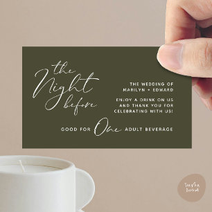 Drink Ticket, Adult Beverage, Modern Wedding Party Enclosure Card