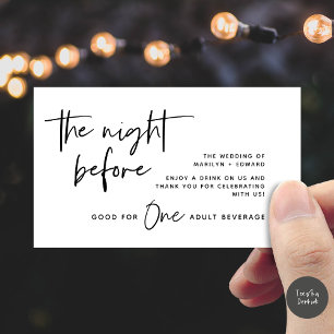 Drink Ticket, Adult Beverage, Modern Wedding Party Enclosure Card