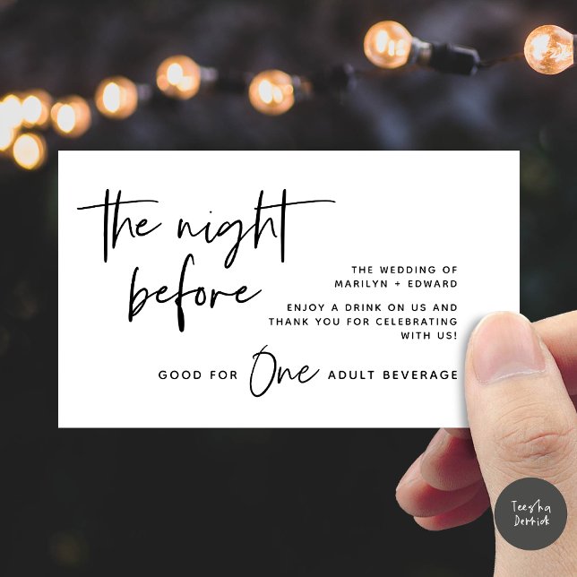 Drink Ticket, Adult Beverage, Modern Wedding Party Enclosure Card (Drink Ticket, Adult Beverage, Modern Wedding Dinner Party Enclosure Card Black White)