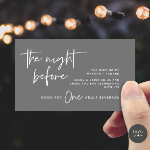 Drink Ticket, Adult Beverage, Modern Wedding Party Enclosure Card