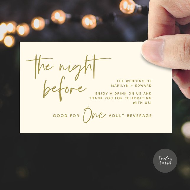 Drink Ticket, Adult Beverage, Modern Wedding Party Enclosure Card (Drink Ticket, Adult Beverage, Modern Wedding Dinner Party Enclosure Card Yellow Gold)
