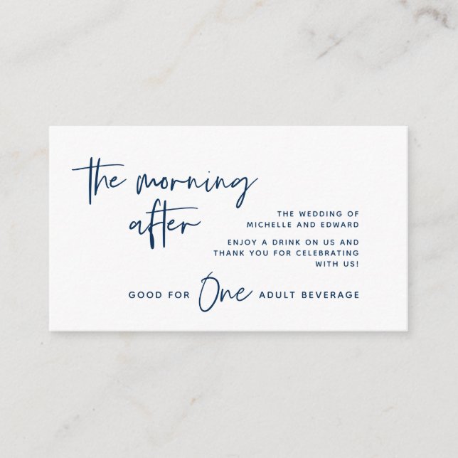 Drink Ticket, Adult Beverage, The Morning After Enclosure Card (Front)