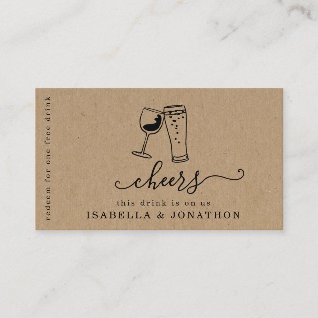 Drink Ticket, Free Alcohol Voucher Business Card (Front)