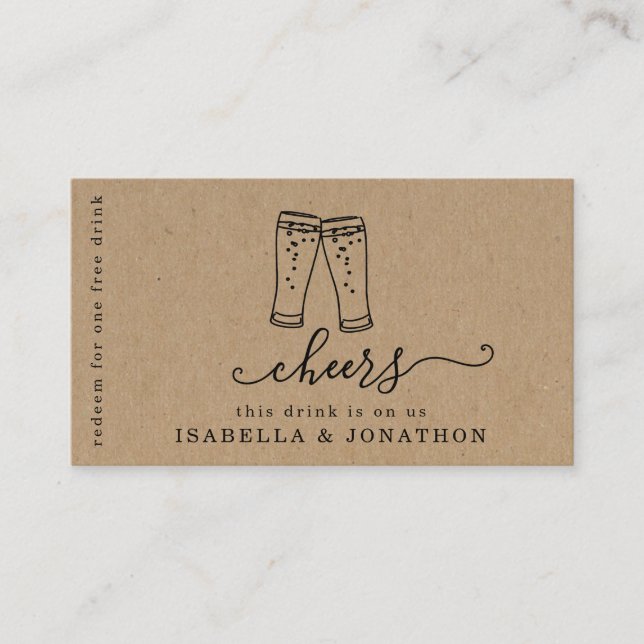 Drink Ticket, Free Alcohol Voucher Business Card (Front)