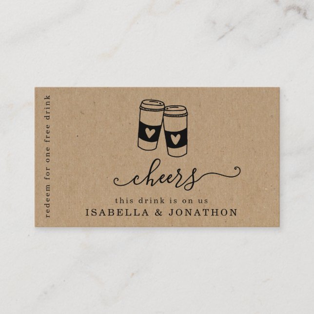 Drink Ticket, Free Coffee Voucher Business Card (Front)
