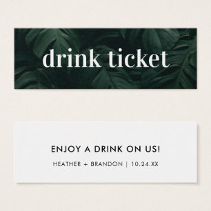 Drink Ticket Tropical Wedding Bar Token Card