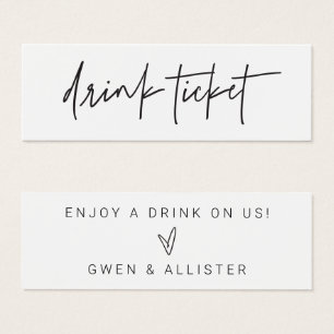 Drink Ticket Wedding Reception Bar Token Card G400
