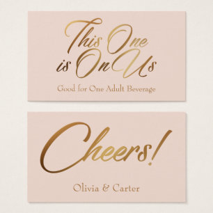 Drink Tickets, Bold, Elegant Gold Script on Blush