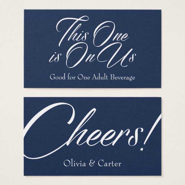 Drink Tickets, Bold, Elegant White Script on Navy (Front & Back)
