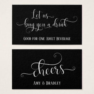 Drink Tickets   Elaborate White Script over Black