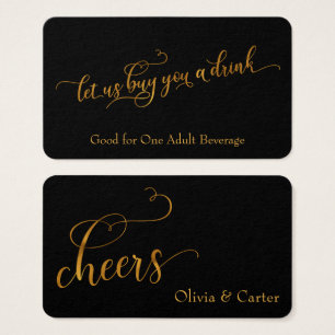 Drink Tickets, Elegant Gold Foil Effect on Black